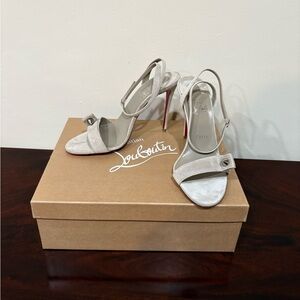 Louboutin Umberta Suede Sandals Feve 4” Heel 39 1/2 NWT